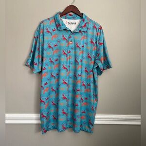 Colorful Blue and Orange Polo Shirt Crabs Lobster Beach| Road Island